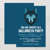 Blauer Wolf, Halloween-Party Einladung (Vorne/Hinten)