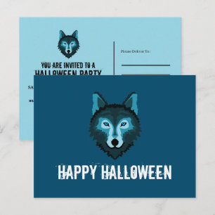 Blauer Wolf, Halloween-Party Einladungspostkarte