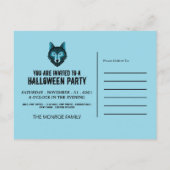 Blauer Wolf, Halloween-Party Einladungspostkarte (Rückseite)