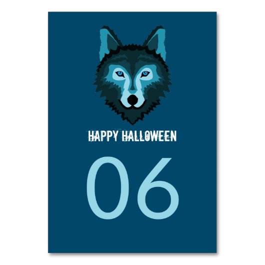 Blauer Wolf, Halloween-Party Tischnummer (Rückseite)