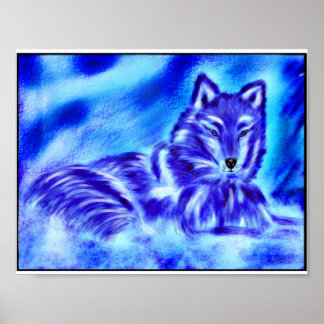 Blauer Wolf im Schnee Poster