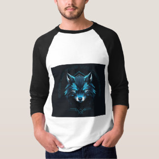 Blauer Wolf-Krieger Grafik Baseballshirt. T-Shirt