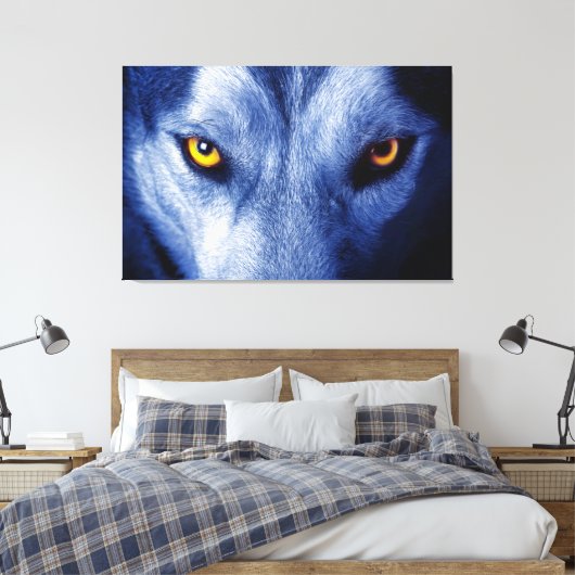 Blauer Wolf mit schönen Augen Leinwand Art (Insitu (Schlafzimmer))