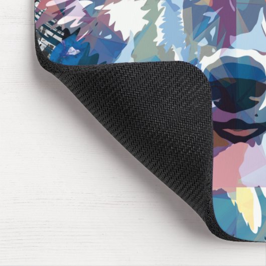 Blauer Wolf Mousepad Farbiger Wolf Polygon (Ecke)