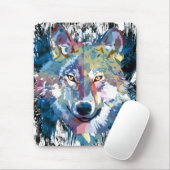 Blauer Wolf Mousepad Farbiger Wolf Polygon (Mit Mouse)