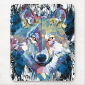 Blauer Wolf Mousepad Farbiger Wolf Polygon (Vorne)