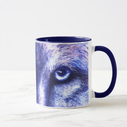 Blauer Wolf mustert Tasse (Rechts)
