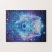 Blauer Wolf unter magischem Sternenhimmel Puzzle (Horizontal)