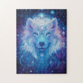 Blauer Wolf unter magischem Sternenhimmel Puzzle (Vertikal)