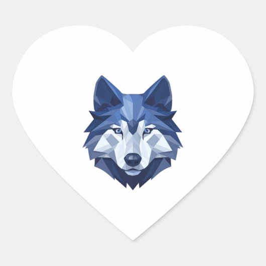 Blauer WolfDog 4 Herz-Aufkleber (Vorderseite)