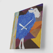 Blauer Wolfsschaf Quadratische Wanduhr (Winkel)