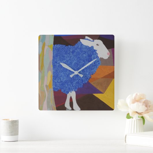 Blauer Wolfsschaf Quadratische Wanduhr (Zuhause)