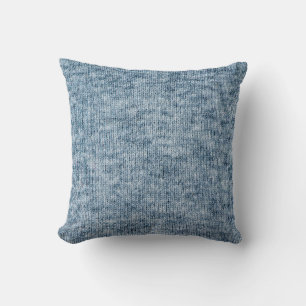 Blauer Wolle Textur, Knitter Naht. Kissen