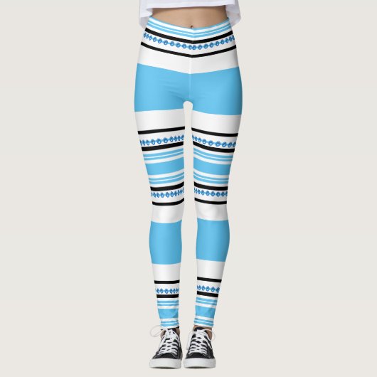 Blauer Workout Hipster des ethnischen Stammes- Leggings (Vorderseite)