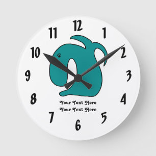 Blauer wunderlicher Fisch Runde Wanduhr