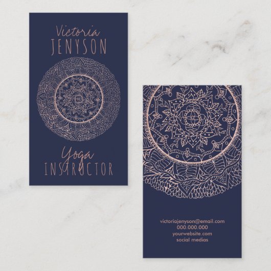 Blauer Yogamitternachtslehrer des Rosengoldmandala Visitenkarte (Vorne/Hinten)