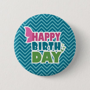 Blauer Zag Geburtstag Pinselknopfgeschenk Button