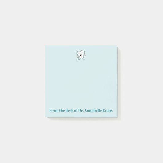 Blauer Zahn und Bürste Post-it Klebezettel (Vorderseite)