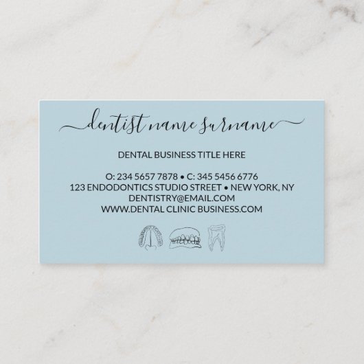 Blauer Zahn Visitenkarte (Rückseite)