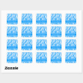 Blauer Zebra-Druck mit benutzerdefiniertem Text Quadratischer Aufkleber (Blatt)