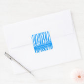 Blauer Zebra-Druck mit benutzerdefiniertem Text Quadratischer Aufkleber (Umschlag)