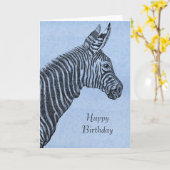 Blauer Zebra Geburtstag Karte (Gelbe Blume)