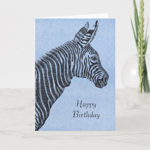 Blauer Zebra Geburtstag Karte