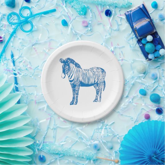 Blauer Zebra-Party Pappteller (Party)