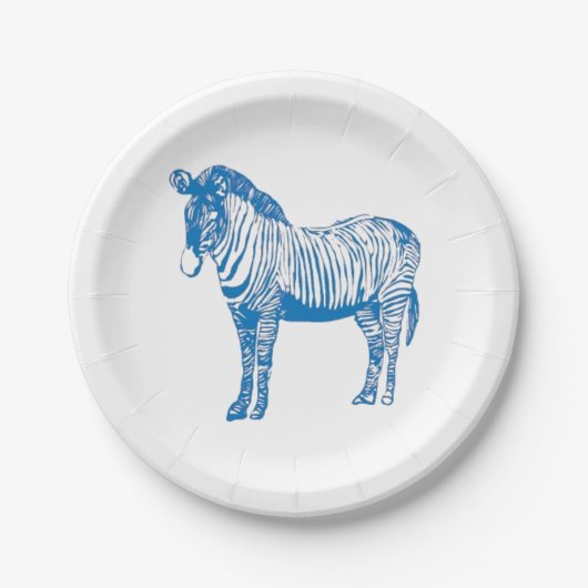 Blauer Zebra-Party Pappteller (Vorderseite)