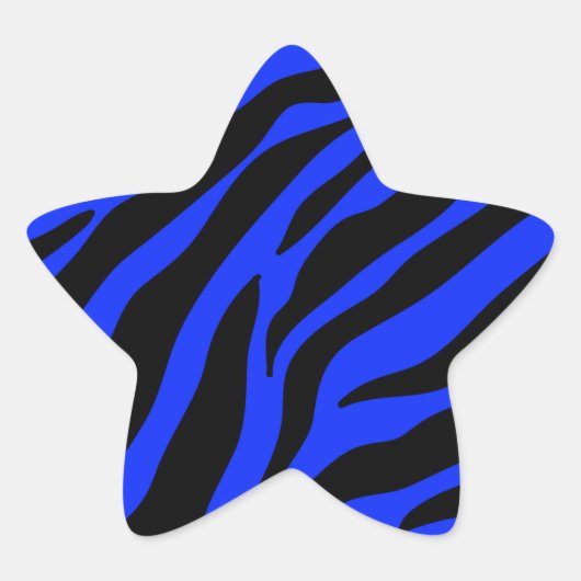 Blauer Zebra Stern-Aufkleber (Vorderseite)