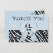 Blauer Zebra u. druckte Bogen-Glitzer-Blick danken Dankeskarte (Vorne/Hinten)