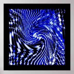 Blauer Zebra-Wirbel Poster