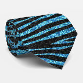 Blauer Zebradruck (bling Imitat-Glitter) Krawatte (Gerollt)