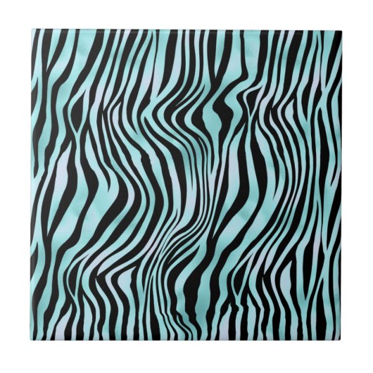 Blauer Zebrahaut Türkis Fliese (Vorderseite)
