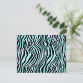 Blauer Zebrahaut Türkis Postkarte (Stehend Vorderseite)