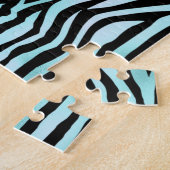 Blauer Zebrahaut Türkis Puzzle (Seite)