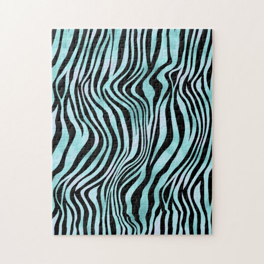 Blauer Zebrahaut Türkis Puzzle (Vertikal)