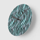 Blauer Zebrahaut Türkis Runde Wanduhr (Winkel)