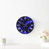 Blauer Zebrastreifen Runde Wanduhr (Zuhause)