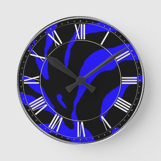 Blauer Zebrastreifen Runde Wanduhr (Vorderseite)