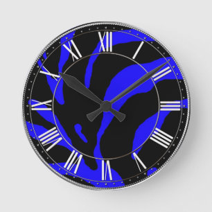 Blauer Zebrastreifen Runde Wanduhr
