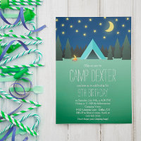 Blauer Zelt unter den Sternen Geburtstags-Camping