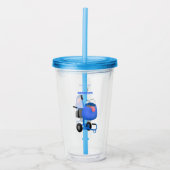 Blauer Zementmischer Cartoon Acryltrinkbecher (Vorderseite)