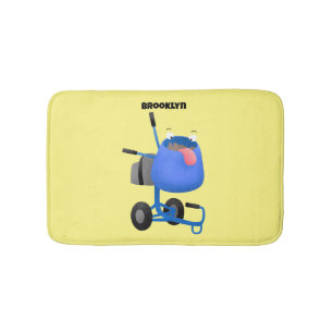 Blauer Zementmischer Cartoon Badematte