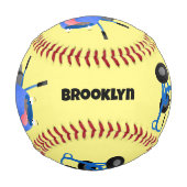 Blauer Zementmischer Cartoon Baseball (Rückseite)