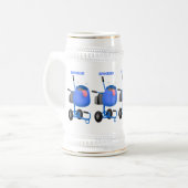 Blauer Zementmischer Cartoon Bierglas (Vorderseite Links)