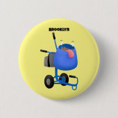 Blauer Zementmischer Cartoon Button (Vorderseite)