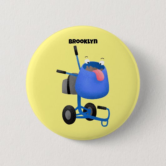 Blauer Zementmischer Cartoon Button (Vorderseite)