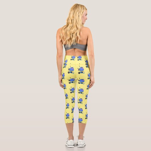 Blauer Zementmischer Cartoon Capri Leggings (Rückseite)