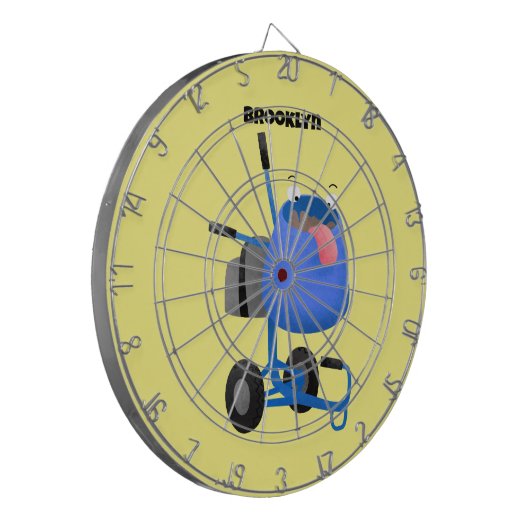Blauer Zementmischer Cartoon Dartscheibe (Vorderseite Links)